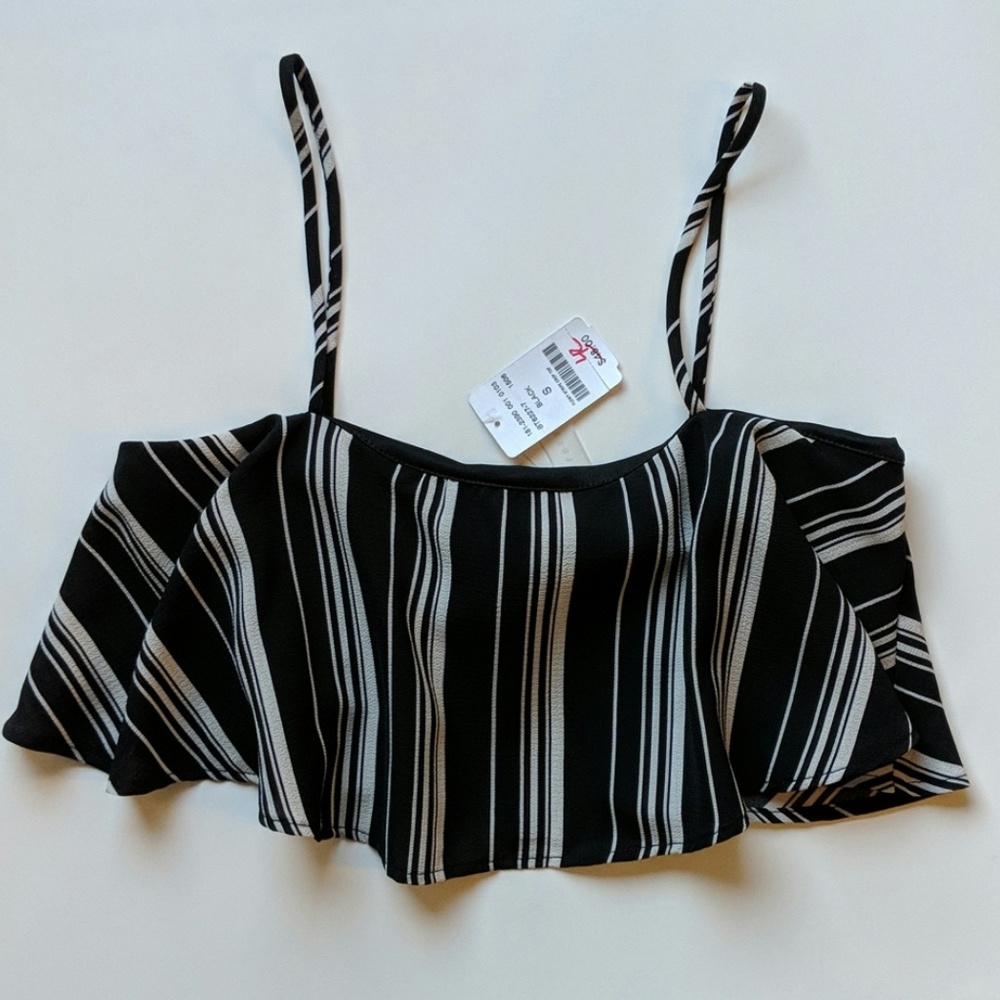 Blueblush (Mendocino) Stipe black crop top small
